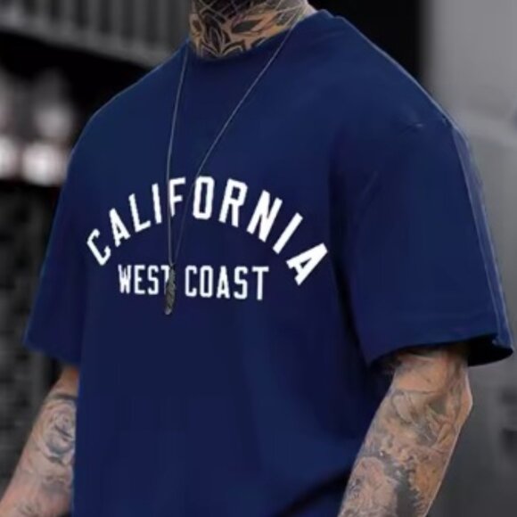 NWT - SHEIN Men's Letter Graphic T-Shirt, Navy - Size Medium - Picture 3 of 12